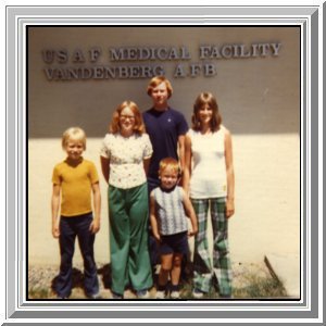All of us - 1974 in front of hospital that Julie and I were born in